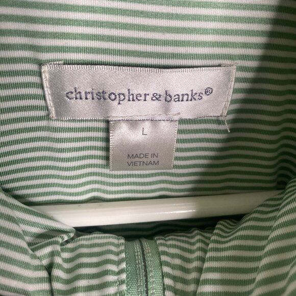 Christopher & Banks Quilted Vest Womens L Green Zip-Up Puffer Casual - Picture 3 of 10